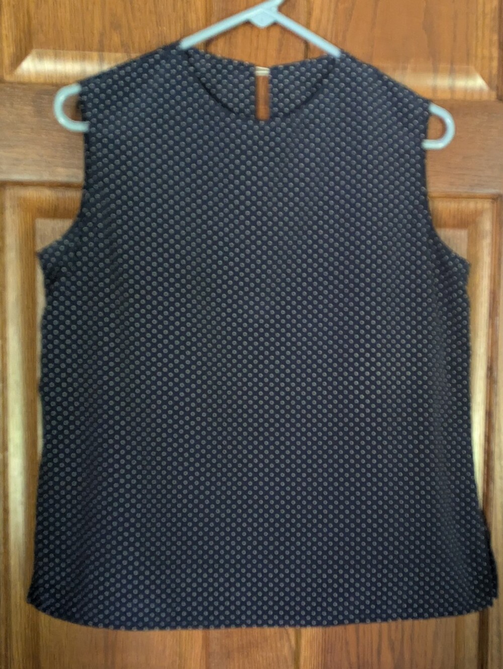 Navy & White Polka Dot Pullover Sleeveless Top - Size XS Petite